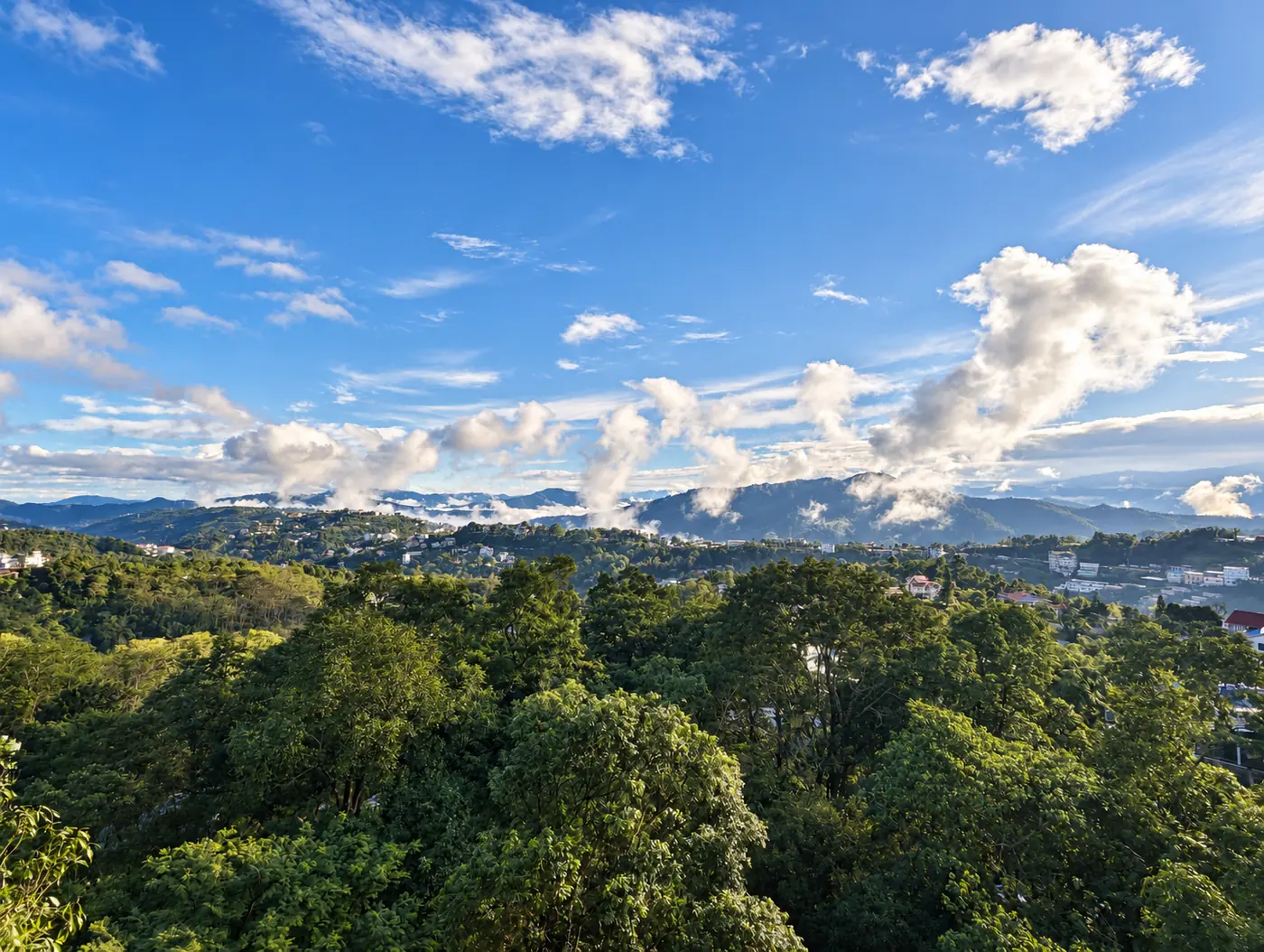 A panoramic view across Kohima and the surrounding hills